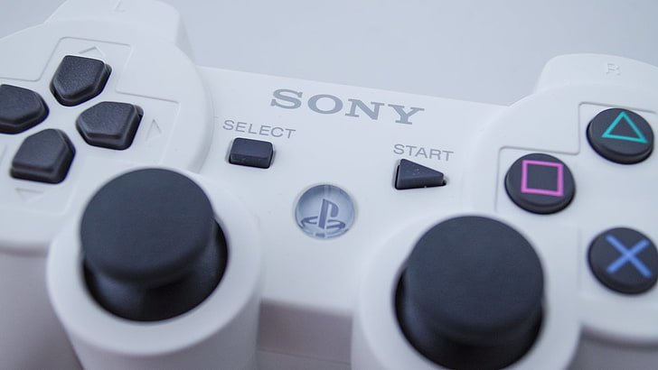 white Sony PlayStation gamepad, PlayStation, PlayStation 3, controllers, Sony, closeup, video games, HD wallpaper