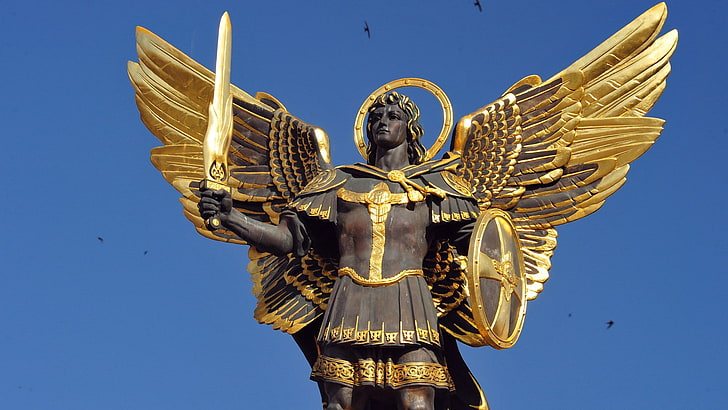 malaikat agung, kota, kiev, michael, panorama, tamasya, langit, simbol, pariwisata, ukraina, Wallpaper HD
