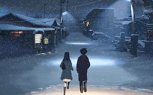Winter Schnee Makoto Shinkai 5 Zentimeter pro Sekunde Anime Natur Jahreszeiten HD Kunst, Winter, Anime, Schnee, 5 Zentimeter pro Sekunde, Makoto Shinkai, HD-Hintergrundbild HD wallpaper