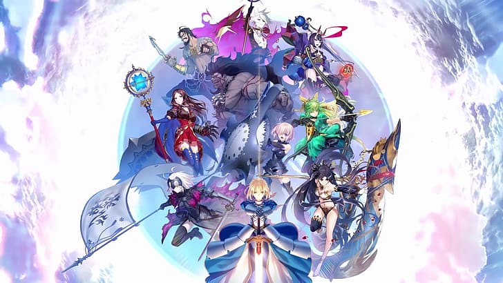 Fate series, Fate/Apocrypha, Fate/Stay Night, Fate/Grand Order, video game art, Sega, Type-Moon, Ishtar (Fate/Grand Order), Shuten Douji (Fate/Grand Order), Leonardo Da Vinci (FGO), Berserker (Fate/Stay Night), Avenger (Fate/Grand Order), Jeanne (Alter) (Fate/Grand Order), Atalanta (Fate/Grand Order), Lancer of Red / Karna (Fate/Apocrypha), Saber, Artoria Pendragon, HD wallpaper