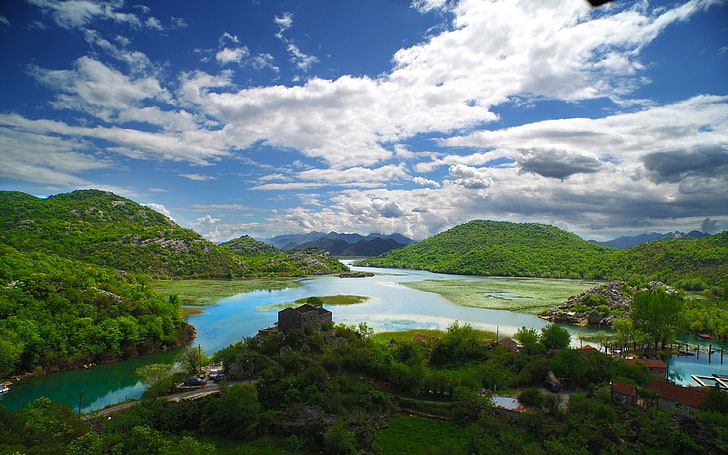 River Crnojevića Swim In Skadar Lake National Park Montenegro Air View Landscape 2560×1600, HD wallpaper