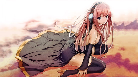 słuchawki vocaloid megurine luka słuchawki dziewczyna różowe włosy anime dziewczyny córka nagie ramiona 1 Anime Hot Anime Sztuka HD, vocaloid, słuchawki, Tapety HD HD wallpaper