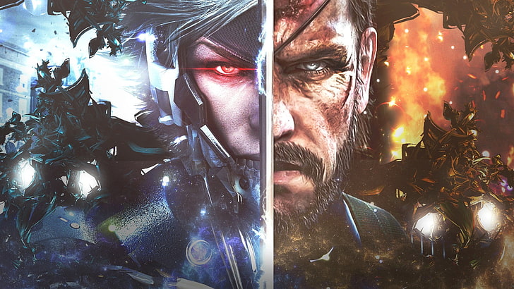 deux hommes avec des papiers peints numériques d'armes, Metal Gear Rising: Revengeance, Metal Gear, Metal Gear Solid, Metal Gear Solid V: The Phantom Pain, Fond d'écran HD