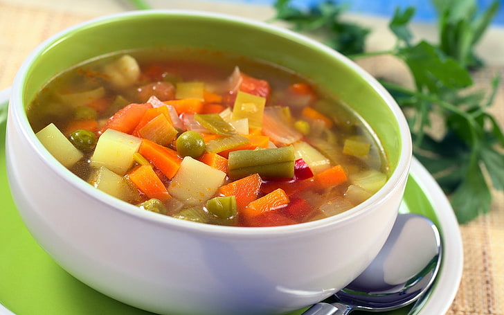 vegetable soup, bowl, Food, HD wallpaper