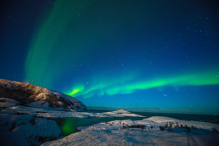 Северное сияние, Северное сияние, Звездное небо, Норвегия, HD обои