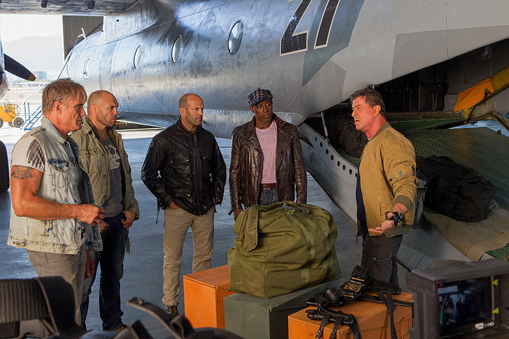 the plane, Sylvester Stallone, Randy Couture, Jason Statham, Luggage, Lee Christmas, Barney Ross, Dolph Lundgren, Toll Road, Wesley Snipes, The Expendables 3, Gunner Jensen, Doc, HD wallpaper