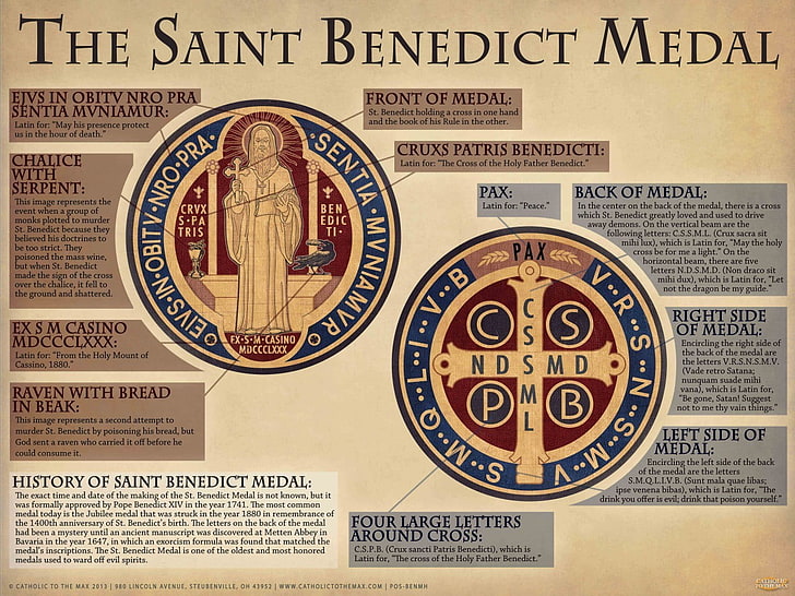 Die Überlagerung des Medaillentextes des Heiligen Benedikt, Medaillen, Heiliger, Christentum, HD-Hintergrundbild