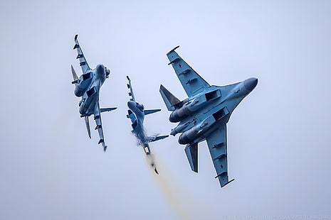 Fuerza aérea rusa, Sukhoi Su-35, aviones de combate, Fondo de pantalla HD HD wallpaper