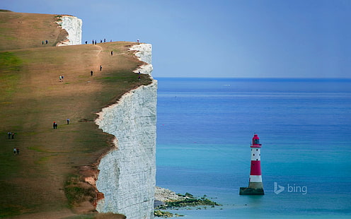 природа, пейзаж, скалы, Англия, Семь Сестер, побережье, море, HD обои HD wallpaper