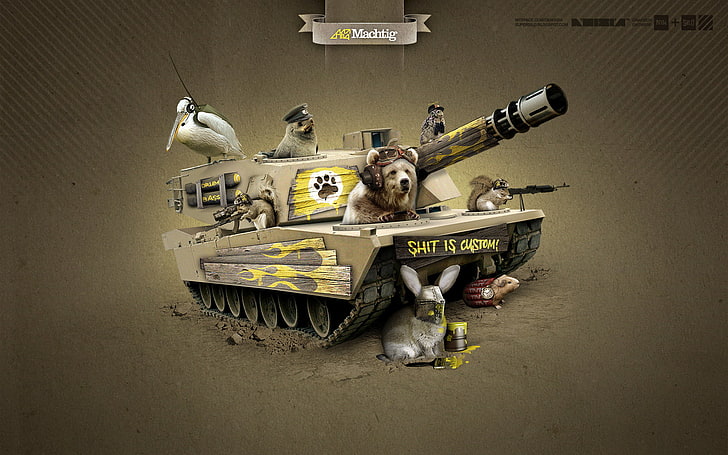 gray and black battle tank illustration, tank, Animals, noisia, HD wallpaper
