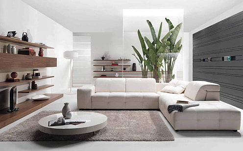 beautiful, living, room, white, HD wallpaper HD wallpaper