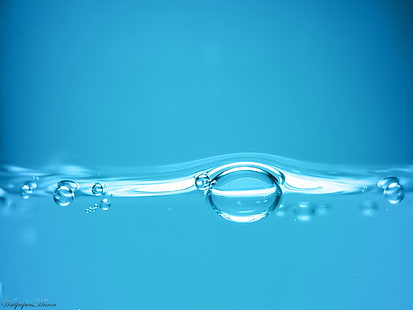 вода пузырь обои, синий, жидкость, пузыри, HD обои HD wallpaper