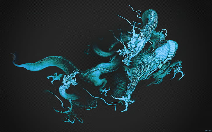 Dragão azul asiático HD, digital / artwork, azul, dragão, asiático, HD papel de parede