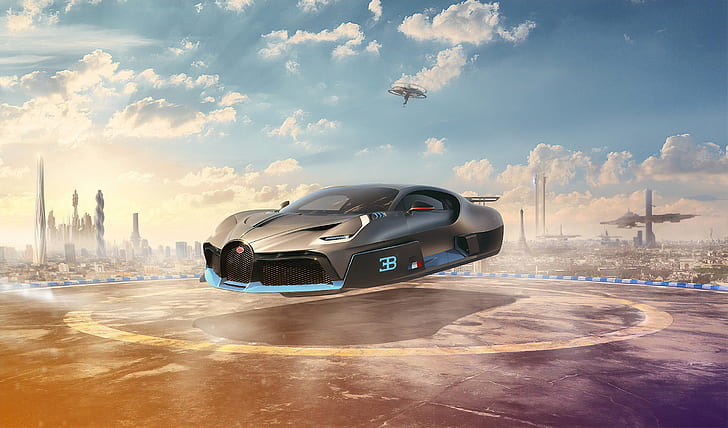 Sci Fi, pojazd, Bugatti, samochód, miasto, futurystyczny, Tapety HD