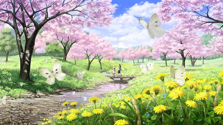 illustration of anime landscape, animation, anime, HD wallpaper