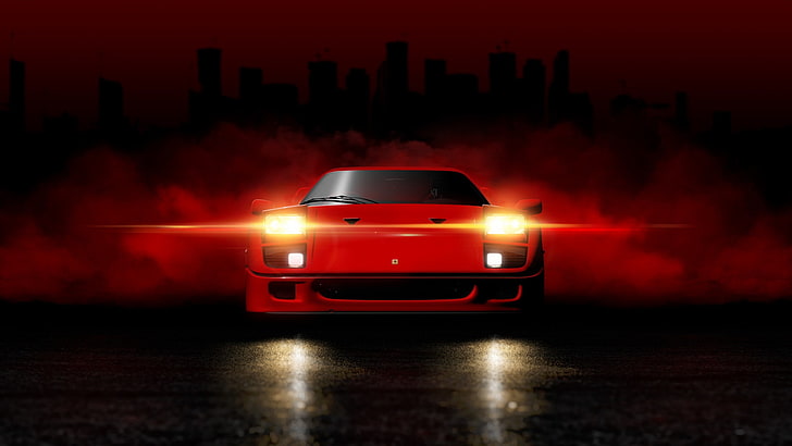 Ferrari, coches rojos, coche, vehículo, Rodion Yushmanov, Ferrari F40, Fondo de pantalla HD