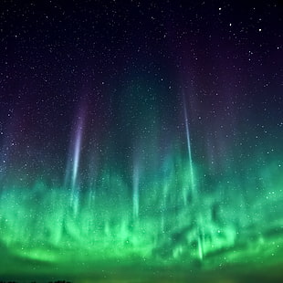 Светлина на Aurora Borialis, Apple Inc., небе, звезди, нощ, iOS 7, полярни сияния, космическо изкуство, космос, HD тапет HD wallpaper