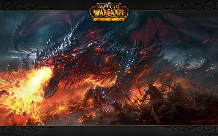 Videospiele Drachen Feuer Todesschwinge Schlachten Kunstwerk Fan Art World of Warcraft Katastrophe 1680x1050 Videospiele World of Warcraft HD-Kunst, Drachen, Videospiele, HD-Hintergrundbild
