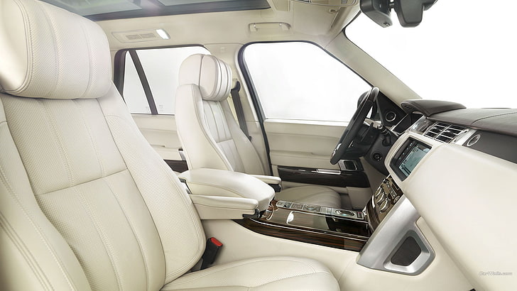 white car interior, Range Rover, car interior, vehicle, car, HD wallpaper