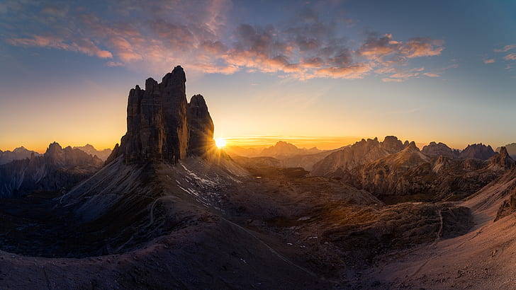 Dolomites Italy โปสเตอร์ Majestic Three Peaks Tre Cime Di Lavaredo Sunrise Ultra Hd วอลเปเปอร์สำหรับโทรศัพท์มือถือเดสก์ท็อปและแล็ปท็อป 3840 × 2160, วอลล์เปเปอร์ HD