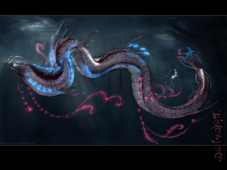 papel pintado digital del dragón, ilustraciones, arte de la fantasía, leviatán, Fondo de pantalla HD