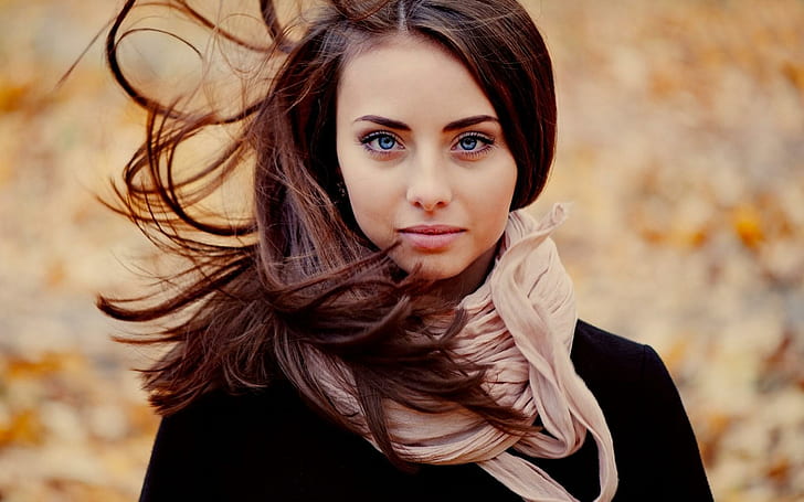 Girl Scarf Blue Eyes, girl, scarf, blue, eyes, HD wallpaper