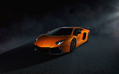оранжевый Lamborgini Gallardo, Lamborghini, Темный, Светлый, Оранжевый, LP700-4, Авентадор, Суперкар, Тормоз, Спойлер, HD обои HD wallpaper