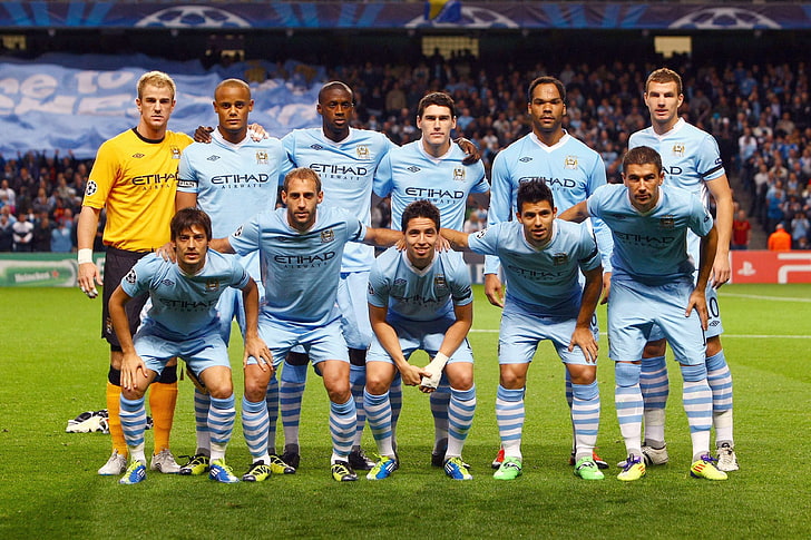 foto da equipe de futebol, Liga dos Campeões, Manchester City, Homem.Cidade, HD papel de parede