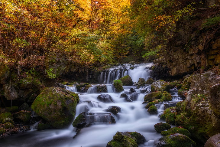 Waterfalls, Waterfall, Fall, Japan, Landscape, Stream, HD wallpaper