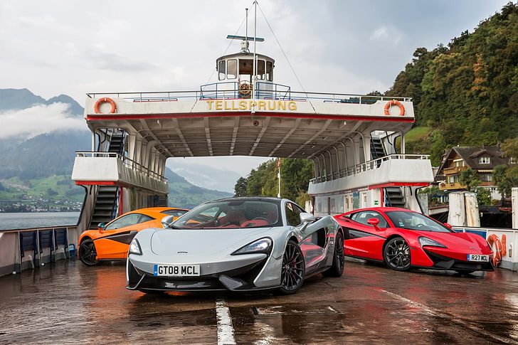 Kendaraan, McLaren 570GT, Mobil, Ferry, McLaren, Mobil Oranye, Mobil Merah, Mobil Perak, Mobil Sport, Supercar, Kendaraan, Wallpaper HD