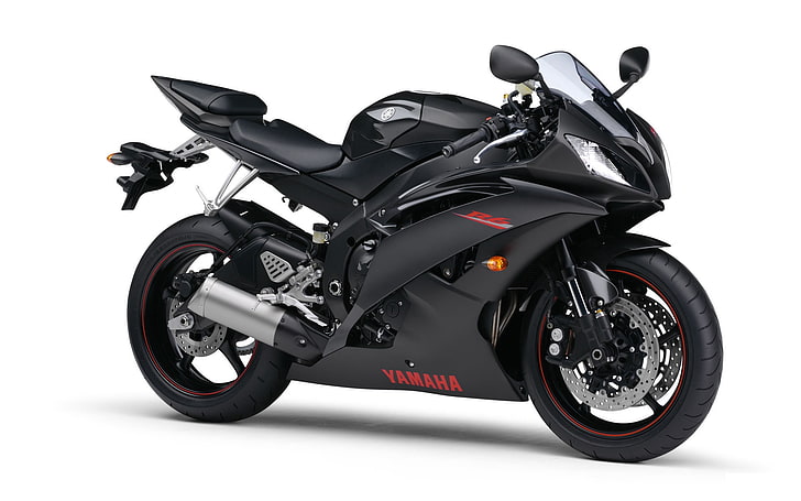 черный спортивный мотоцикл Yamaha, мотоцикл, черный, Yamaha R6, HD обои