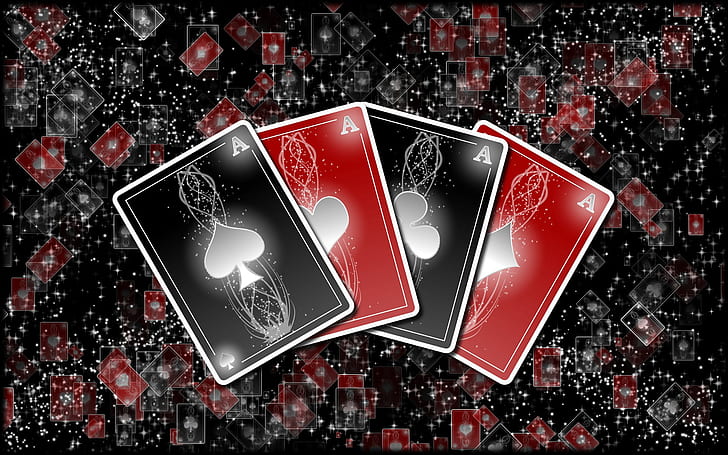 Aces yang bersinar, poker, kartu, kartu as, cahaya, Wallpaper HD