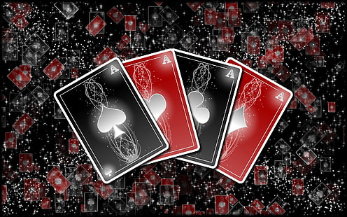 Glowing Aces, poker, cards, ace, glow, HD wallpaper HD wallpaper