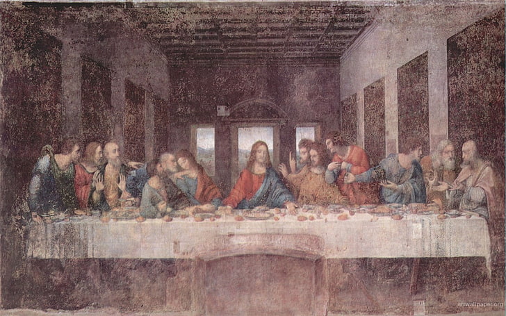 lukisan Perjamuan Terakhir, Perjamuan Terakhir, pudar, agama, Yesus Kristus, Wallpaper HD
