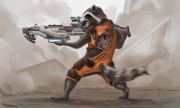 Marvel Guardians of the Galaxy Rocket Raccoon wallpaper, raccoon, art, rocket, guardians of the galaxy, HD wallpaper