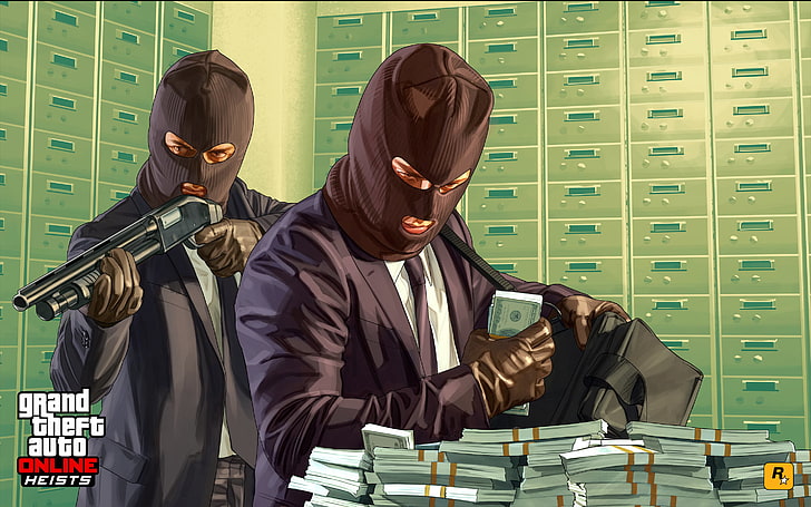 Grand Theft Auto Online Heists wallpaper, bandit, perampokan, pemain, gta Online, Heists, Wallpaper HD