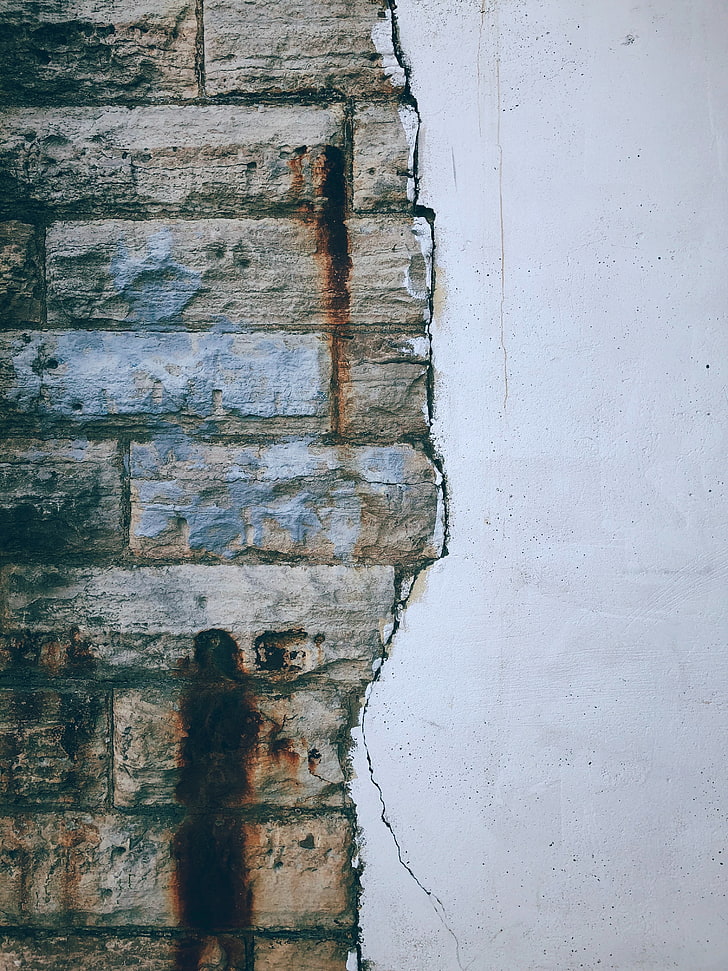 muro di cemento grigio, tessitura, muraglia, squallido, mattone, Sfondo HD, sfondo telefono