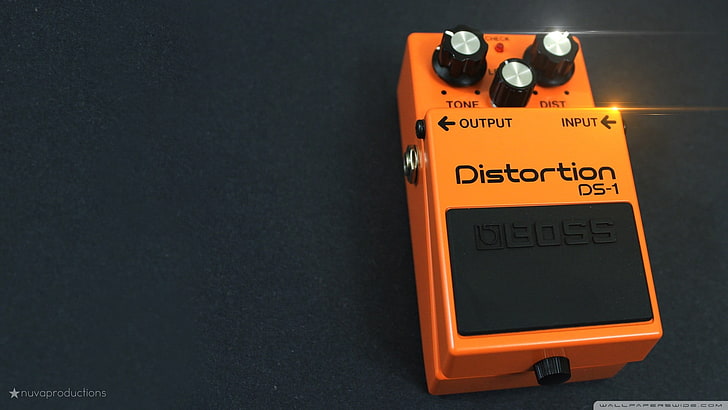 orange and black Distortion DS-1 guitar distortion, music, Roland Boss, distortion, HD wallpaper