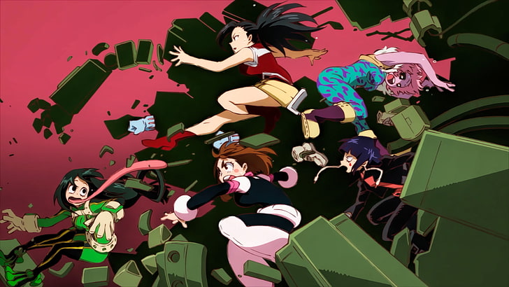 Anime, Meine Heldenakademie, Boku no Hero Akademie, Kyoka Jiro, Mina Ashido, Momo Yaoyorozu, Ochaco Uraraka, Tooru Hagakure, Tsuyu Asui, HD-Hintergrundbild
