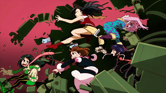 Anime, Mon Académie des héros, Académie des héros, Kyoka Jiro, Mina Ashido, Momo Yaoyorozu, Ochaco Uraraka, Tooru Hagakure, Tsuyu Asui, Fond d'écran HD HD wallpaper