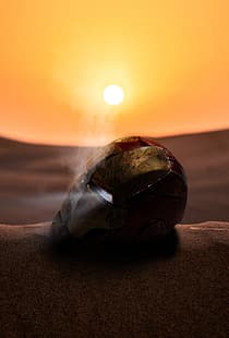 Iron Man, Tony Stark, Wüste, Sonnenuntergang, Rauch, Avengers Endgame, Marvel Cinematic Universe, HD-Hintergrundbild HD wallpaper
