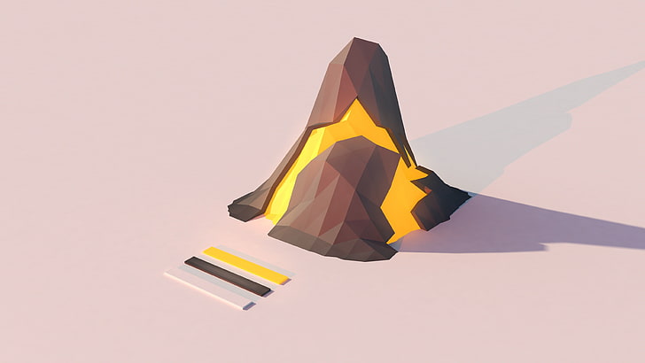 volcano, lowpoly, abstract, graphic, 3d, low poly, low poly art, digital art, art, artwork, HD wallpaper