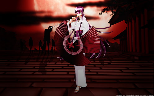 Busujima Saeko, гимназия на мъртвите, традиционно облекло, кимоно, аниме момичета, аниме, HD тапет HD wallpaper