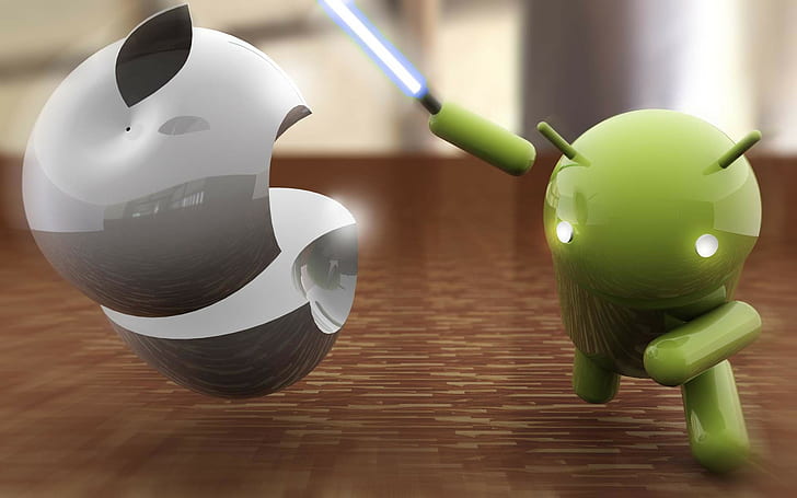 Apple Inc., Android (sistema operacional), humor, tecnologia, Guerra nas Estrelas, espada, laser, sabre de luz, HD papel de parede