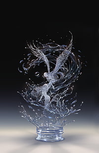 angel, anime, beautiful, fairy, girl, magic, mermaid, water, HD wallpaper HD wallpaper