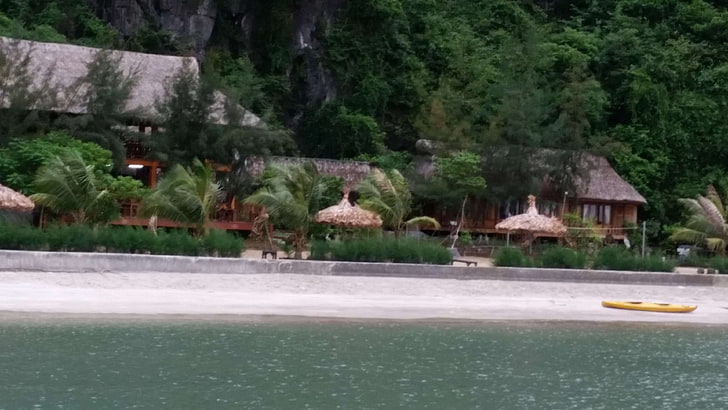 spiaggia, baia di halong, capanna, vietnam, Sfondo HD