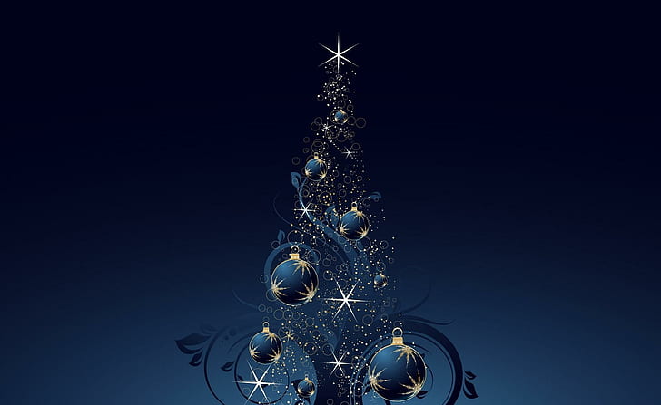 pohon natal, bintang, mainan, bola, cahaya, pohon natal, bintang, mainan, bola, cahaya, Wallpaper HD