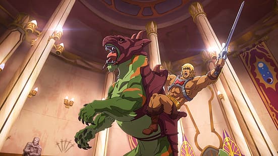  Masters of the Universe: Revelation, Motu, He-Man, Battle Cat, HD wallpaper HD wallpaper