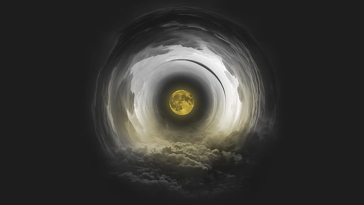eclipse lunar, raios da lua, céu noturno, HD papel de parede