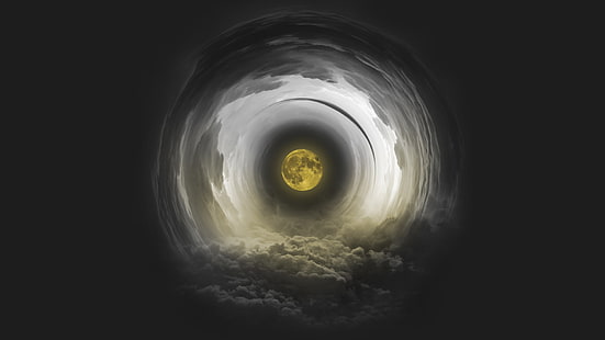 éclipse lunaire, rayons de la lune, ciel nocturne, Fond d'écran HD HD wallpaper